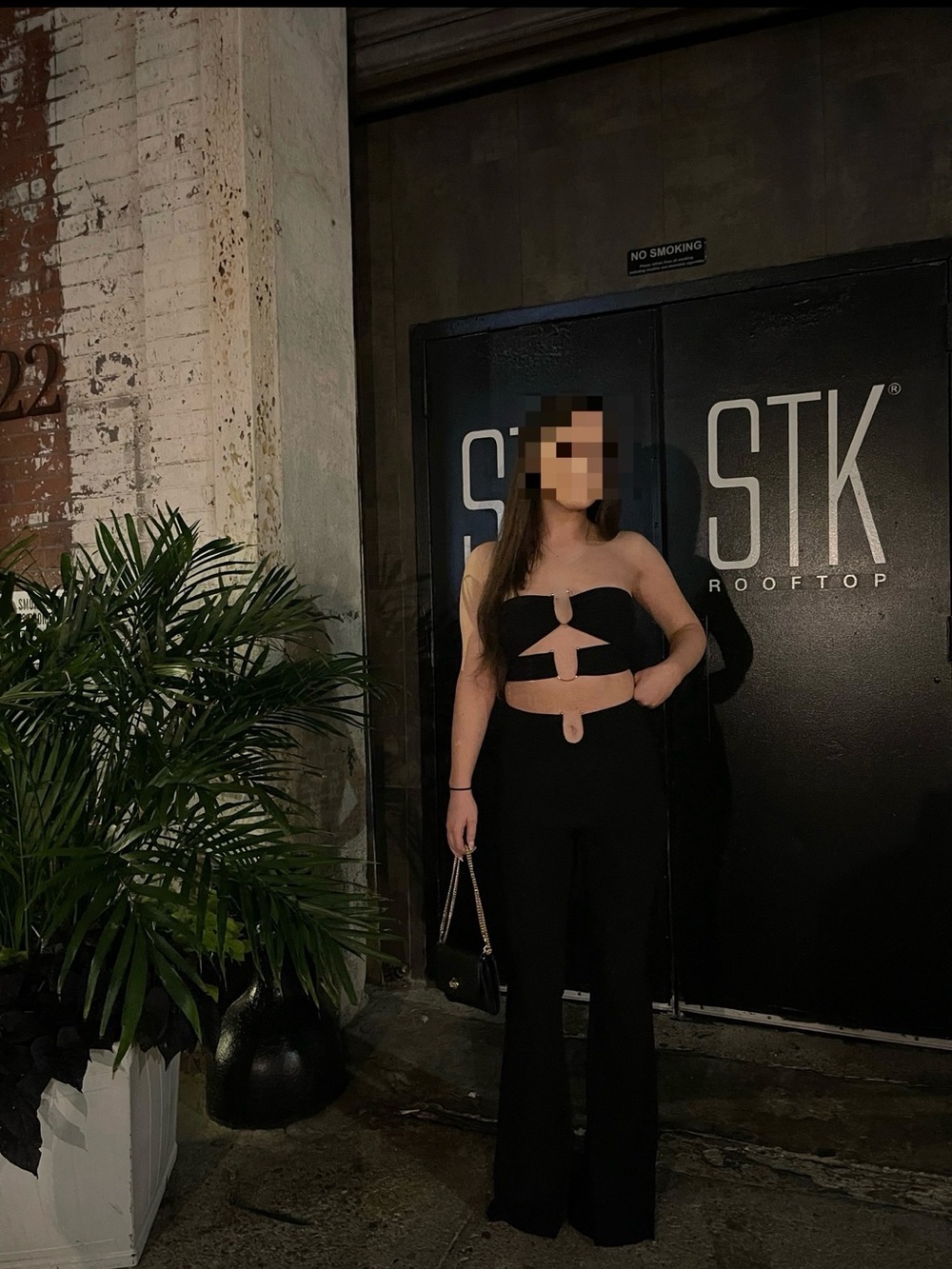 Fashion Nova Black Strapless Cutout Wide Leg Jumpsuit